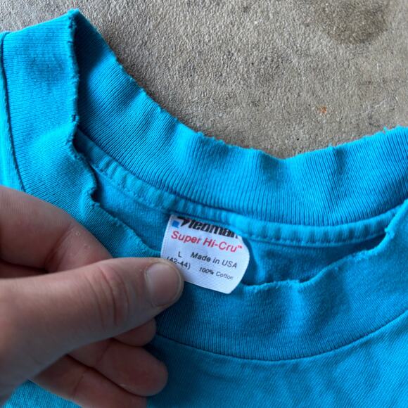 VINTAGE 90S FUNNY LAKE TAHOE CAT T-SHIRT DOUBLE SIDED GRAPHIC MENS LARGE - Picture 4 of 6